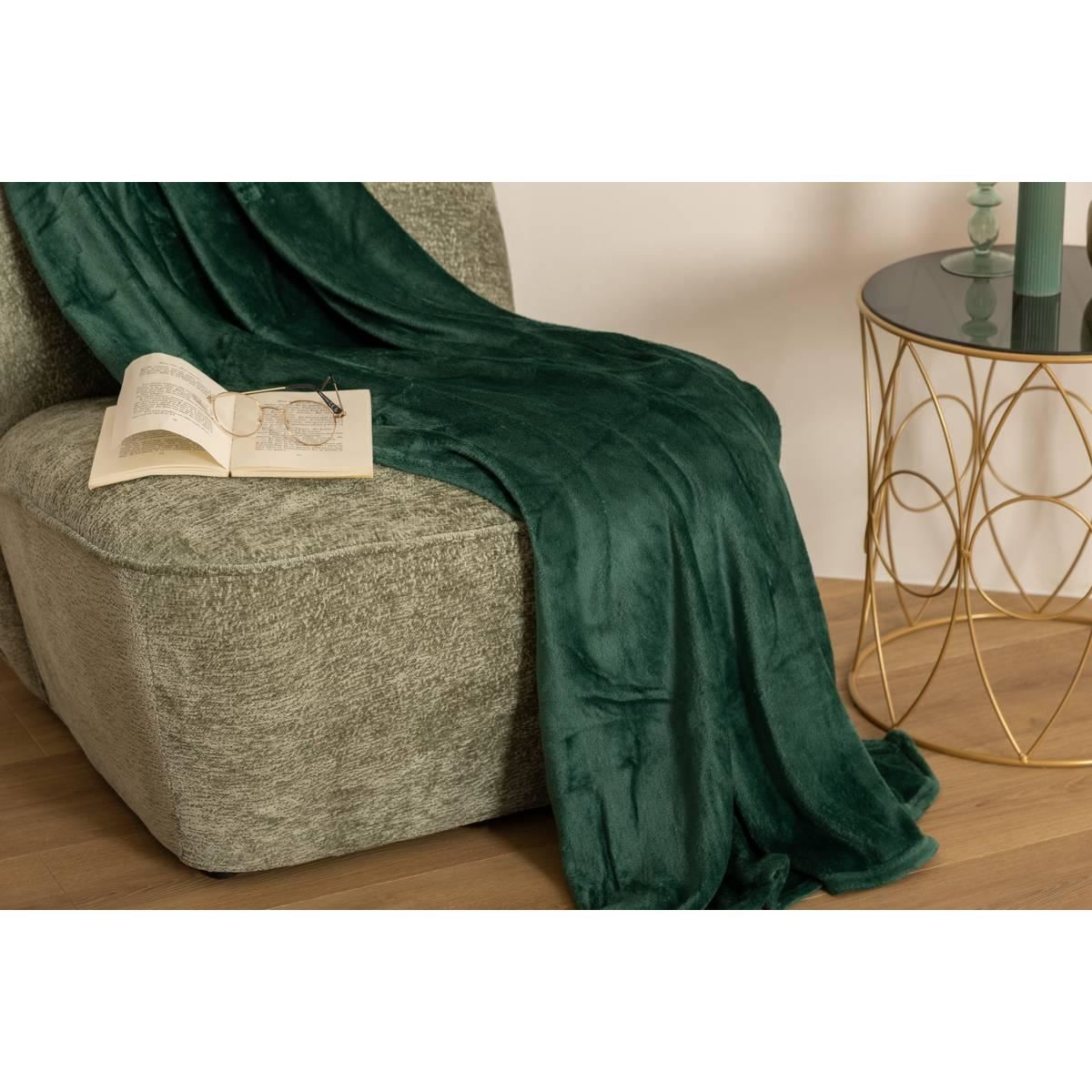 Plaid-Flanel-Uni-130x180cm-Groen