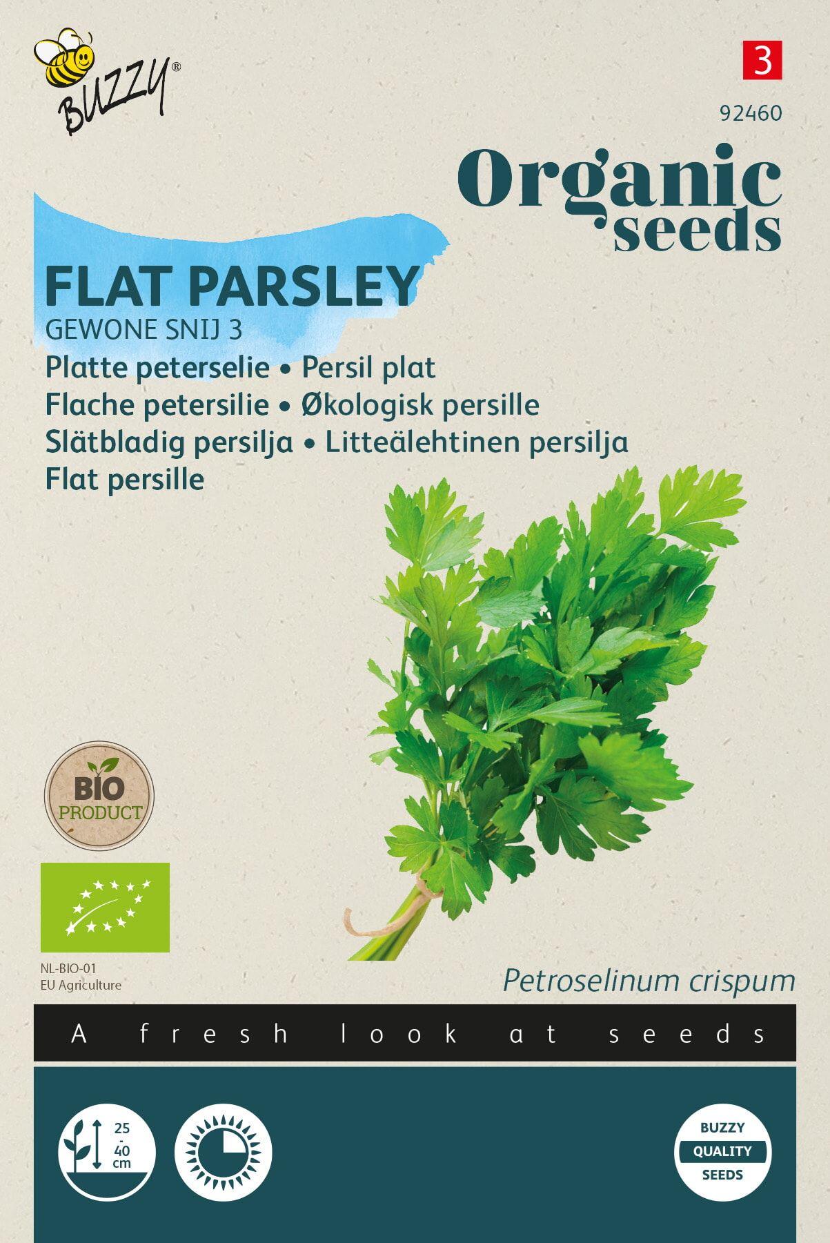 Buzzy Peterselie Gewone Snij 3 (BIO) - Verfijnde Smaak - Ideaal voor Soepen, Sauzen en Salades