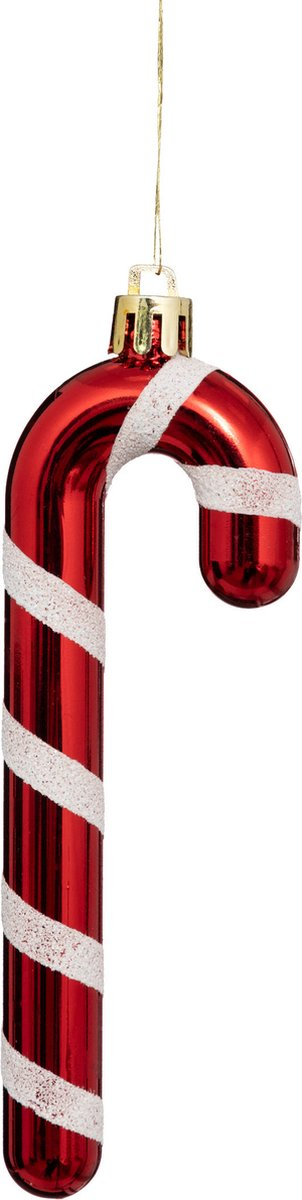Feeric Christmas Kersthangers – Set van 6 – Zuurstokvorm – 14 cm – Rood/Wit – Kunststof