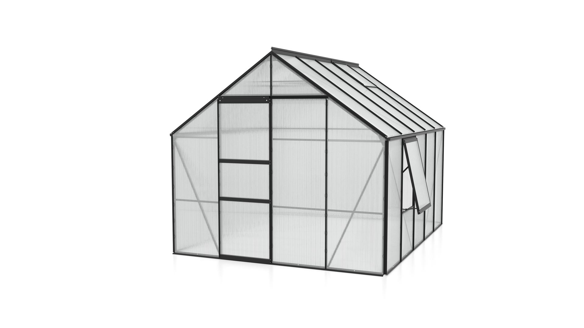 Meridian-1-8300-HKP4mm-zwart-Polycarbonaat-serre-Vrijstaand-B254-4-x-L316-6-x-H231-8-cm