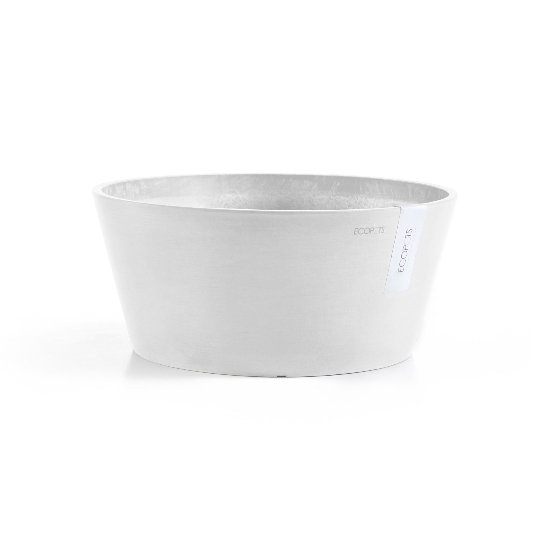 Ecopots Frankfurt 40 - Pure White - Ø41 x H17,8 cm - Round white flower pot