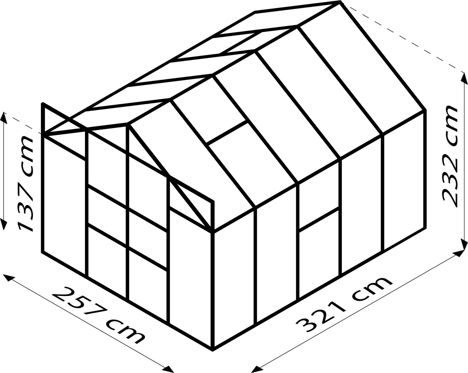 Meridian-2-8300-HKP4mm-donkergroen-Polycarbonaat-serre-Vrijstaand-B254-4-x-L316-6-x-H231-8-cm