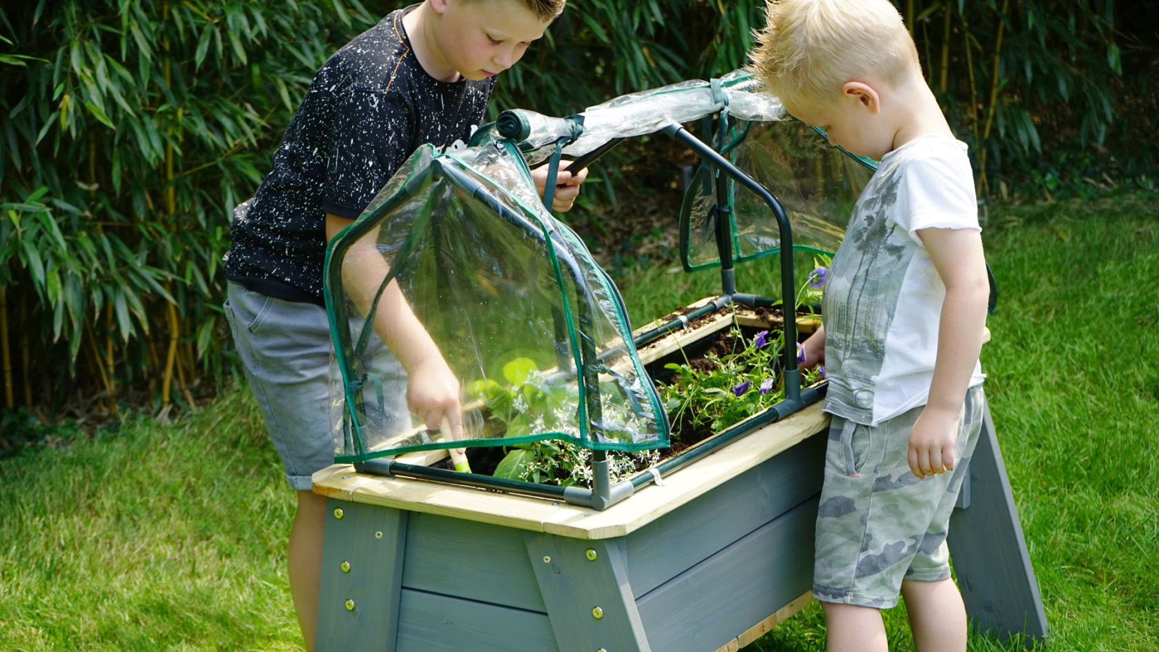 EXIT Aksent grow table L with greenhouse and garden tools