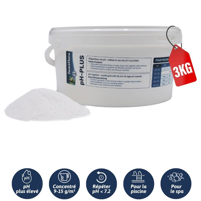 Famiflora pH-plus poeder 3kg - verhoogt de pH-waarde van je zwembad of spa!