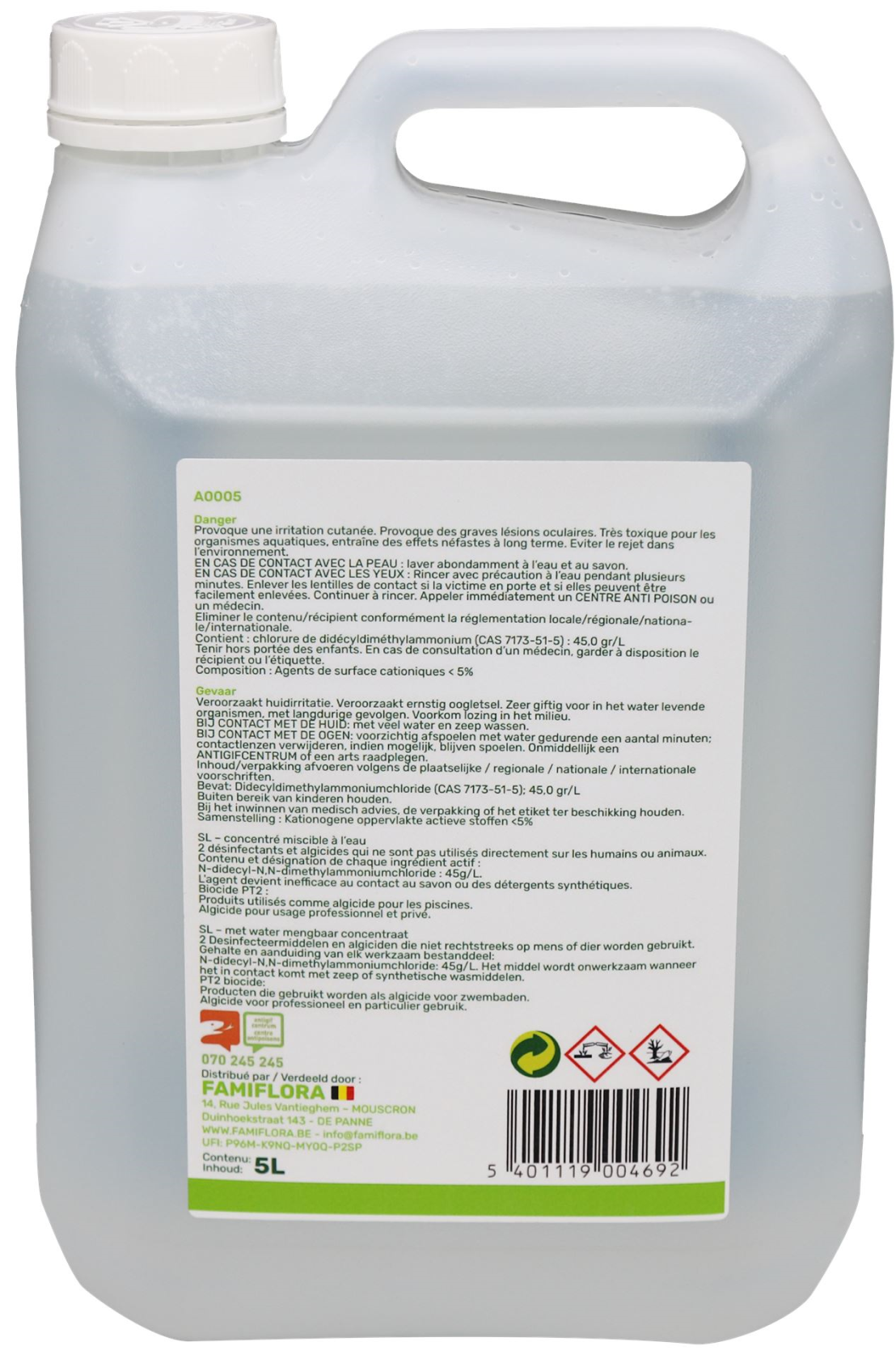 Famiflora Algi-Stop liquid 5L - Against algae growth in the pool!