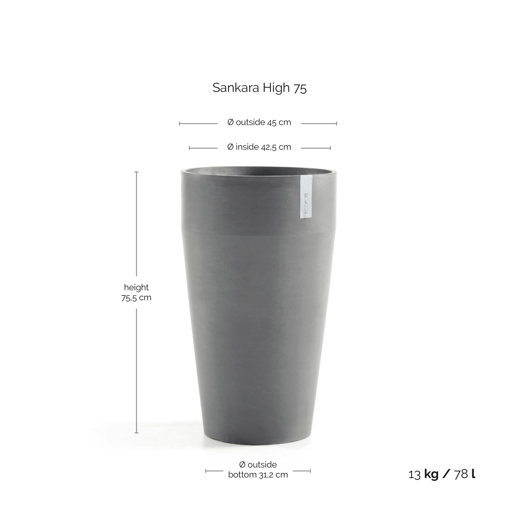 Ecopots-sankara-high-grey-45-cm-H75-cm