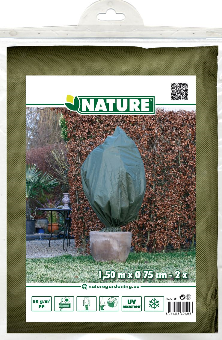 Housse antigel Nature avec cordon - lot de 2 pièces - 50gr/m² - 150xØ75 cm - vert foncé