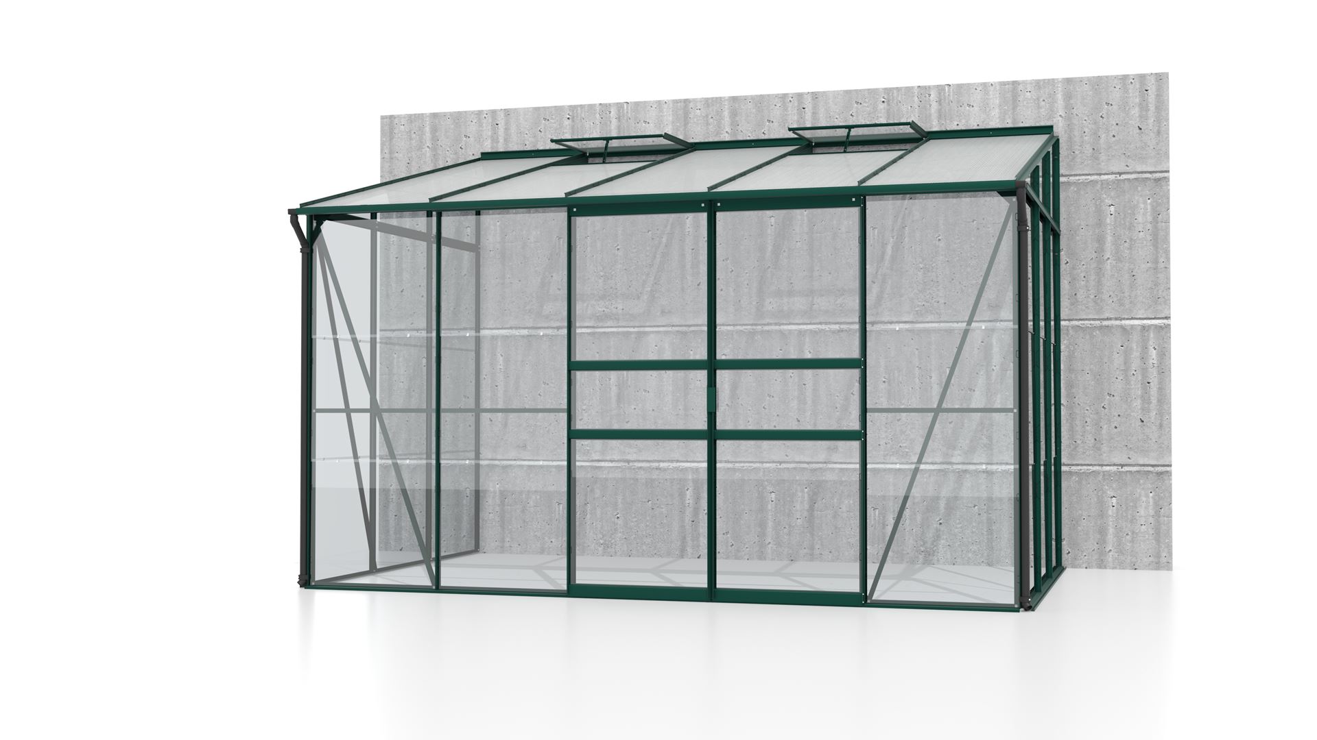 Ida-6500-ESG-HKP-donkergroen-Polycarbonaat-serre-Muurserre-B316-6-x-L190-1-x-H220-8-cm