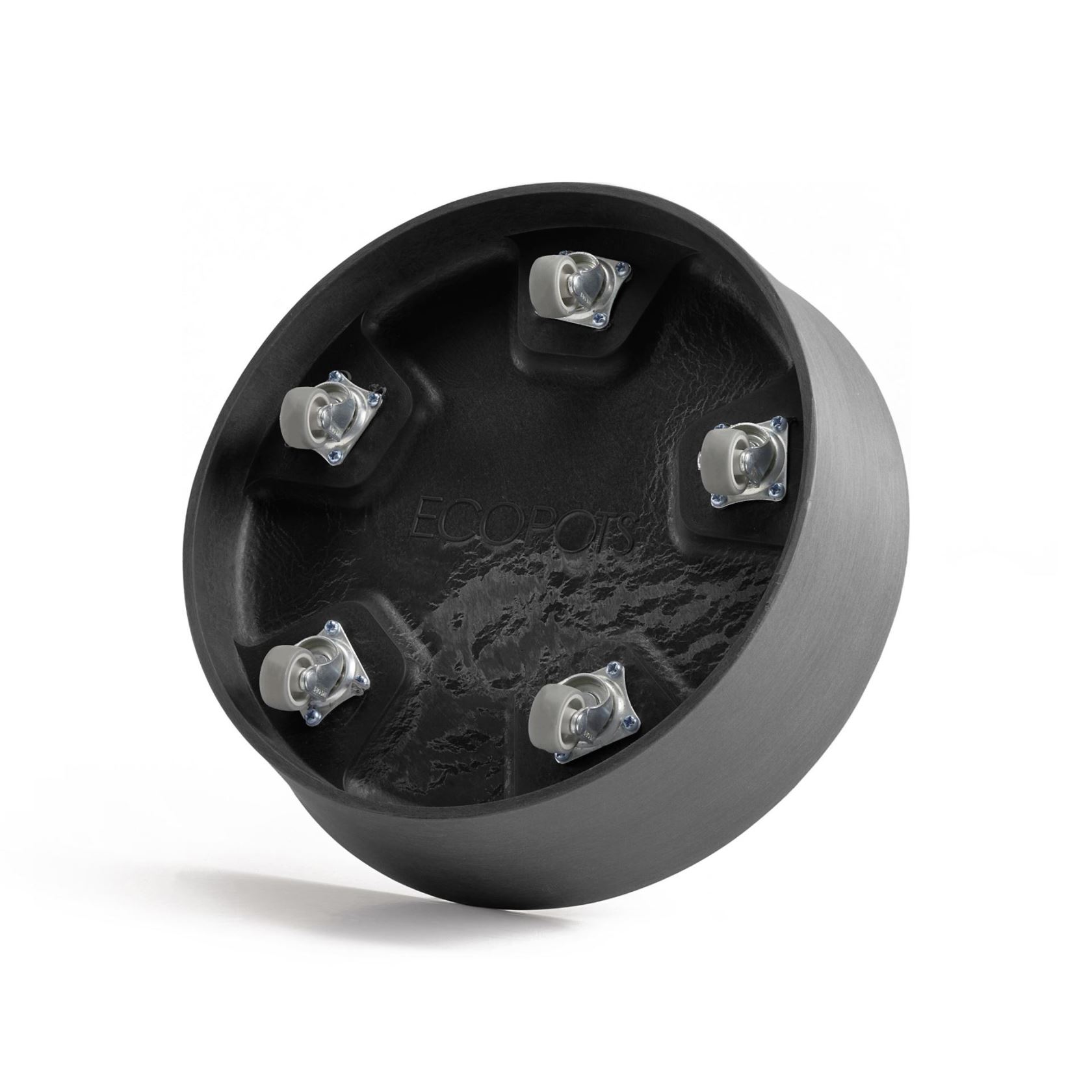 Ecopots-onderschotel-rond-met-wielen-dark-grey-30-cm-H8-cm