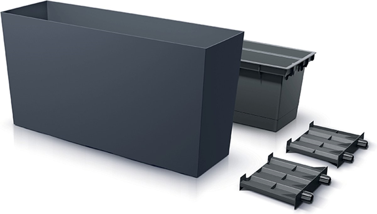 Prosperplast URBI CASE MIDDLE Pot de fleur - 77x23,5x40,6 cm - Anthracite - Contenant encastré inclus