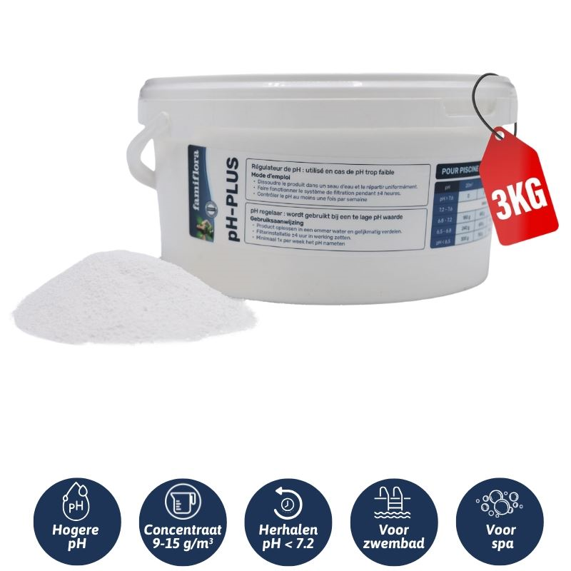 Famiflora pH-plus powder 3kg - raises the pH level of your pool or spa!