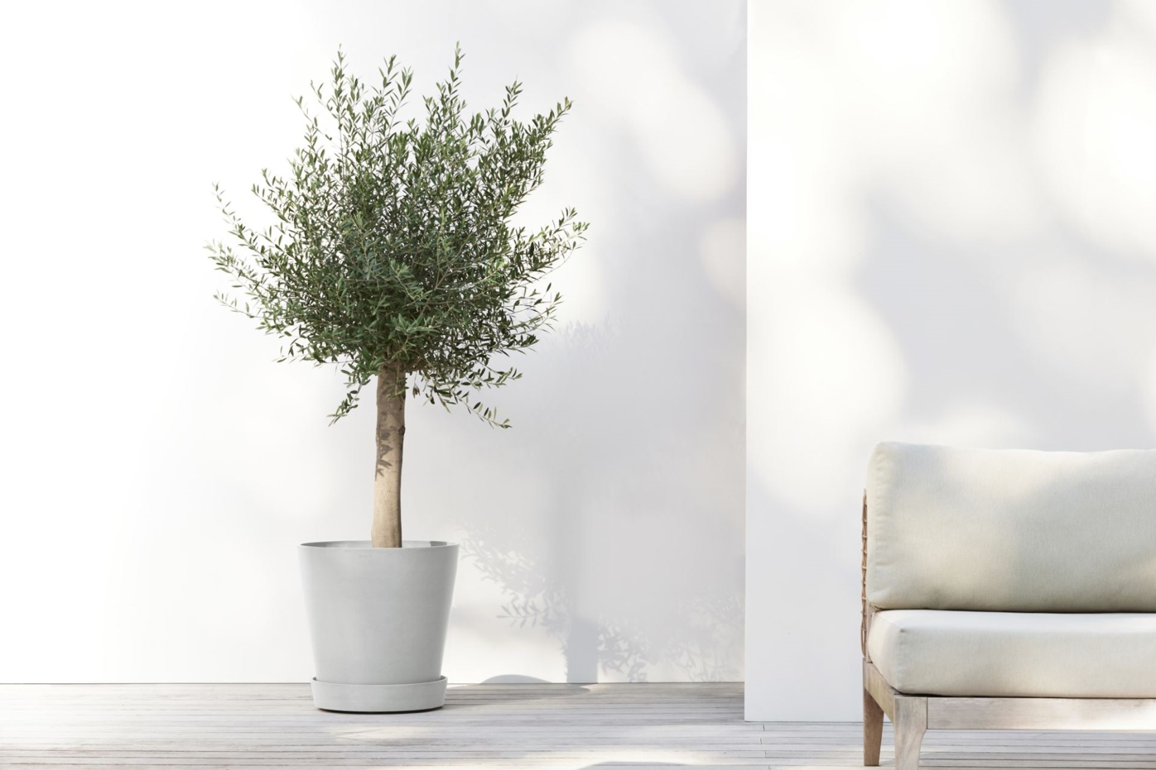 Ecopots onderschotel op wielen - Rond - White Grey - Diameter 41,6 x H9 cm