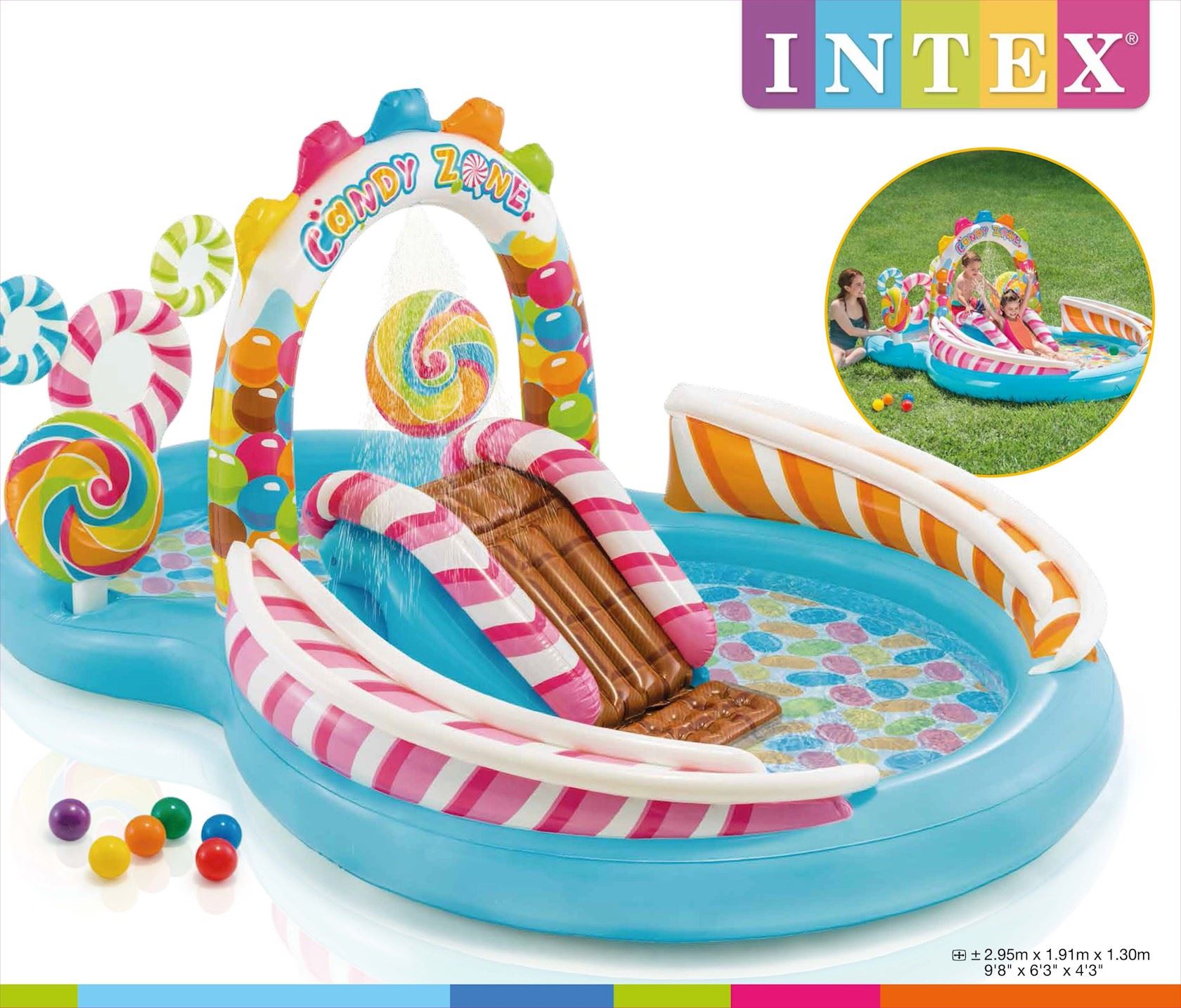 Parc aquatique gonflable Intex Candy Zone - L295 x L191 x H130 cm