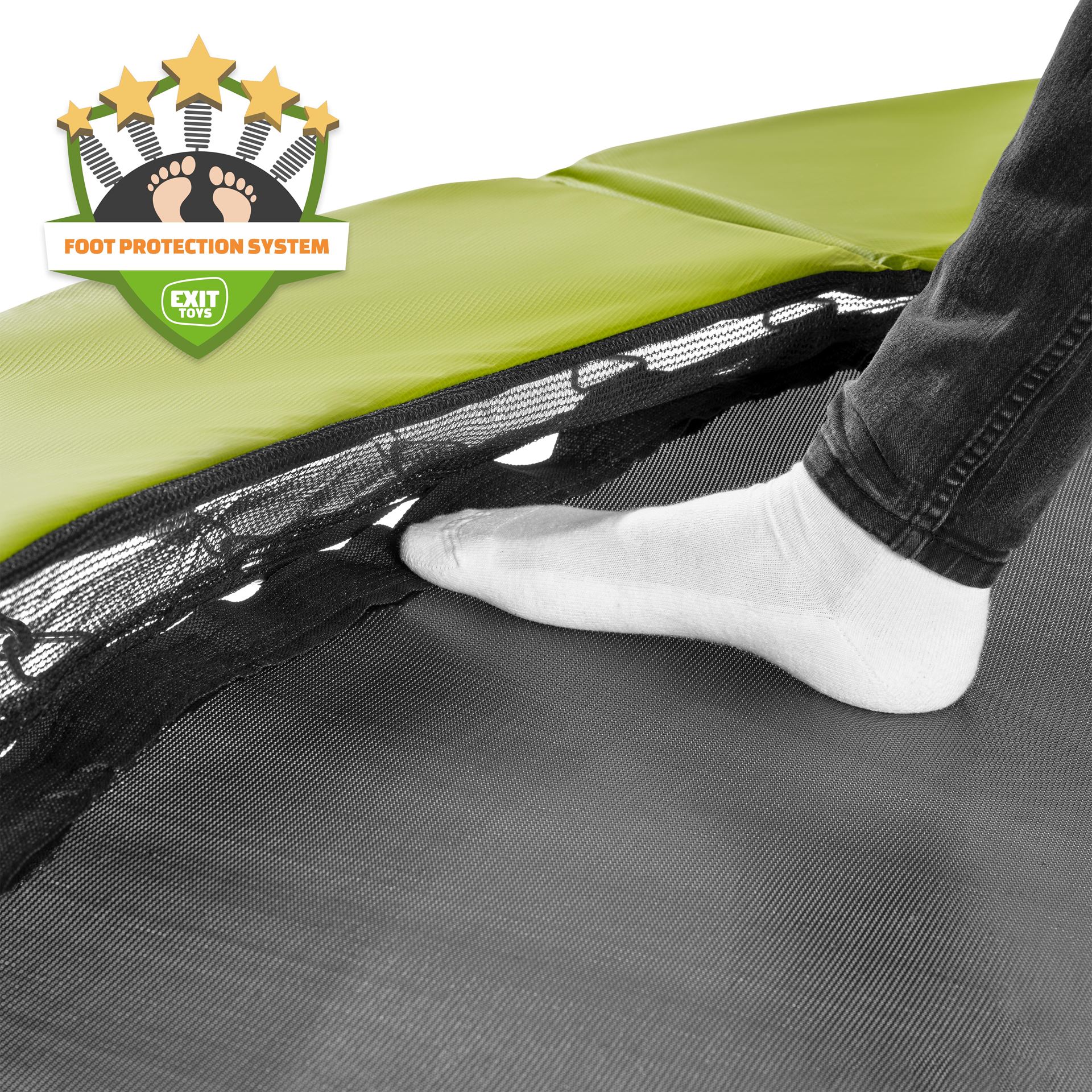 EXIT-Silhouette-inground-trampoline-244x366cm-met-veiligheidsnet-groen