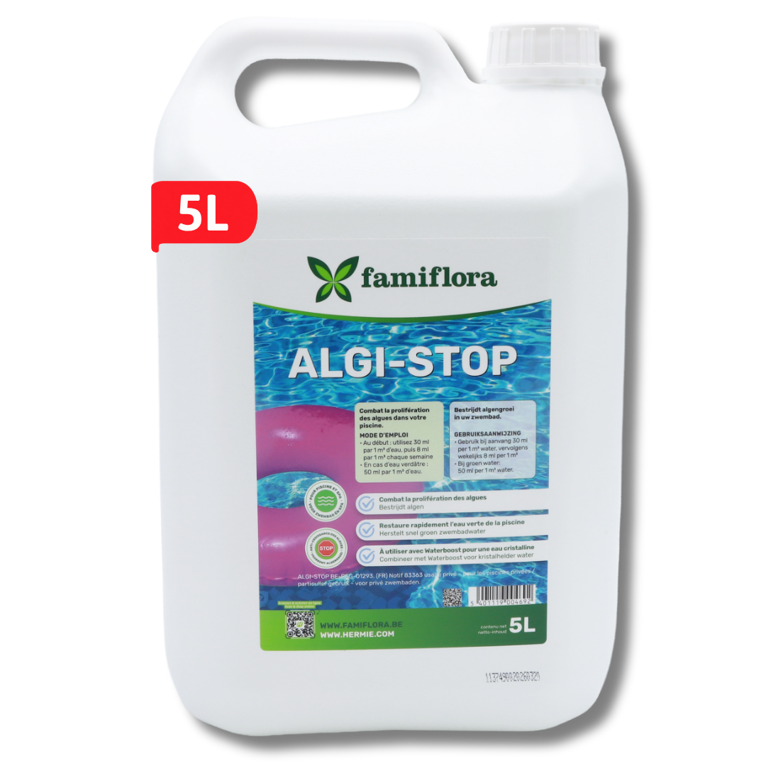 Famiflora Algi-Stop vloeibaar 5L - Tegen algengroei in het zwembad!