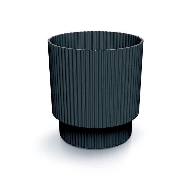 Prosperplast Pot de fleurs rond Milly - Anthracite - Ø 15 cm - 21,5 cm de haut