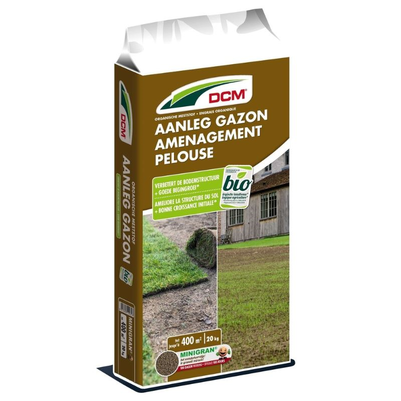 Engrais pour gazon DCM 20 kg pour 400m² - Construction de gazon (y compris amendement du sol)