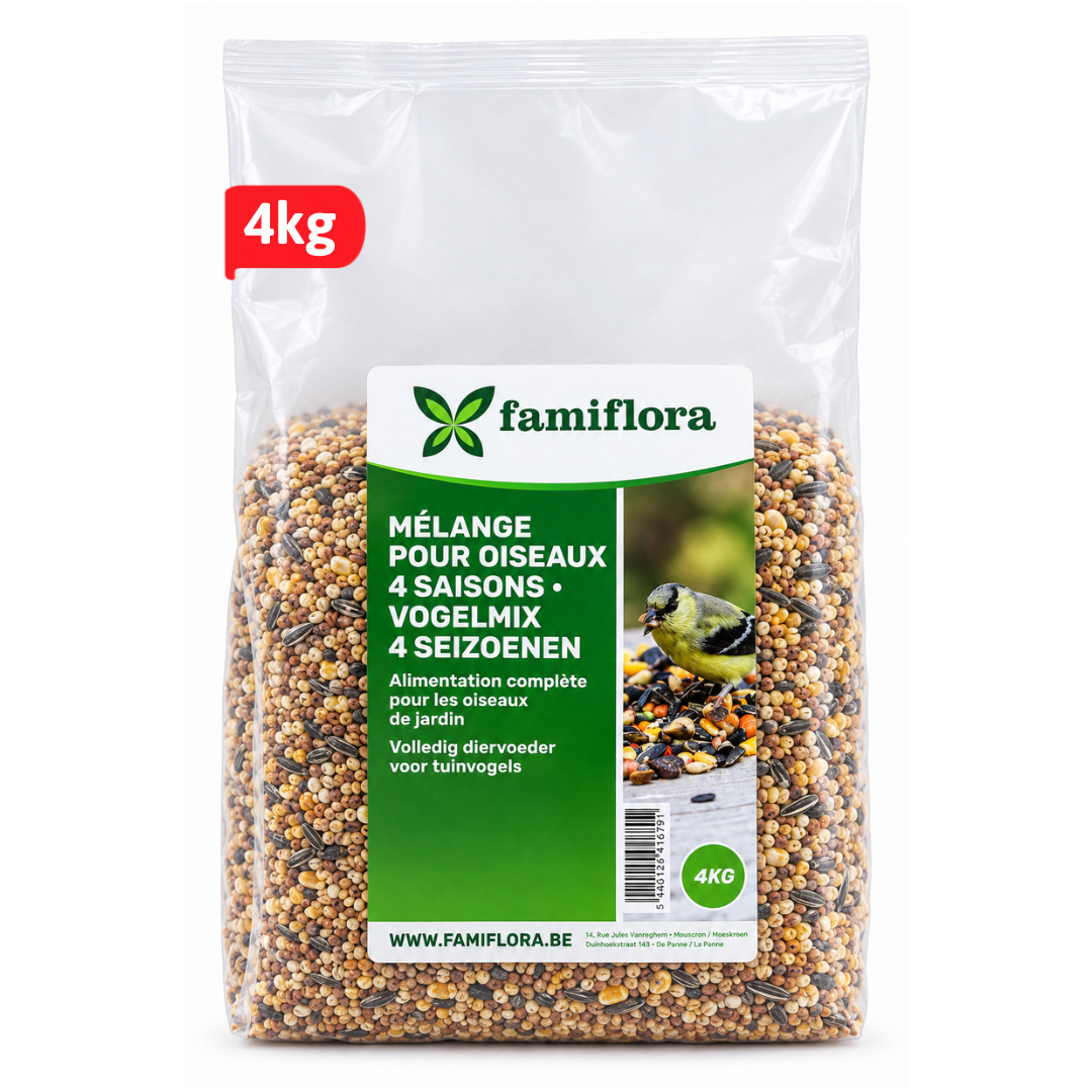 Famiflora Winter Strooivoer - 4kg - 4-Seizoenen Mengeling - Energierijk - Wintervoer voor tuinvogels - Vogelvoer