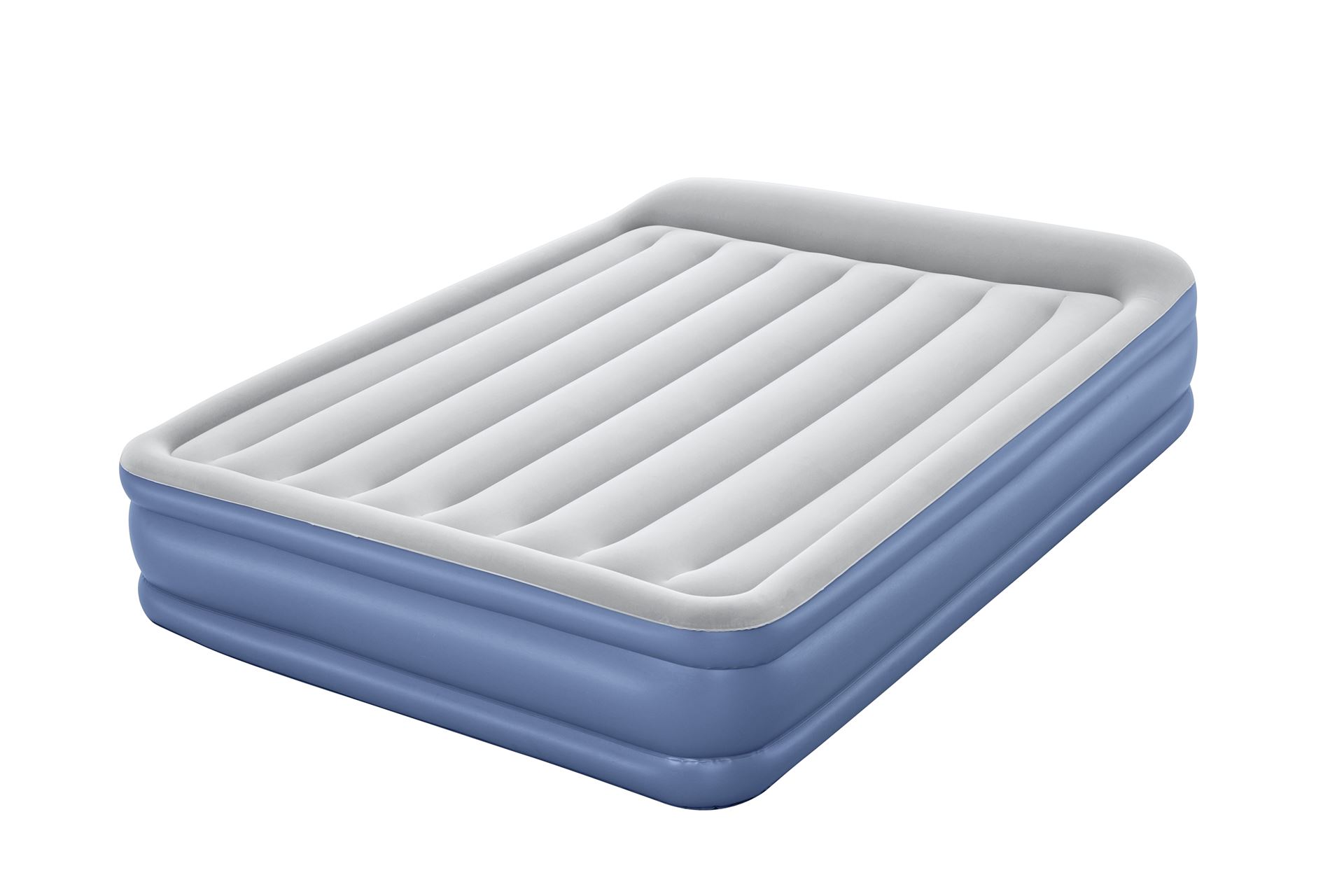 Bestway airbed 'Tritech Queen' - 203x152x46 cm - with side, built-in pump, deflating valve and pillow - blue/gray Bestway-2-03m-x-1-52m-x-46cm-Tritech-Air-Mattress-Queen-Built-in-AC-Pump