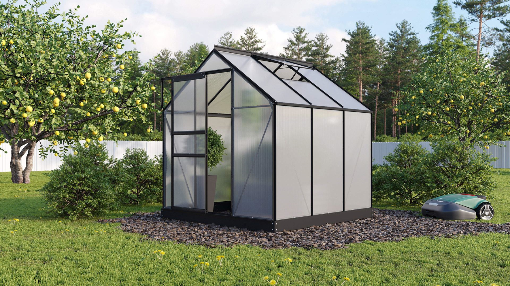 Vitavia Planet serre - 3,8m² - met 6 mm polycarbonaat - Zwart