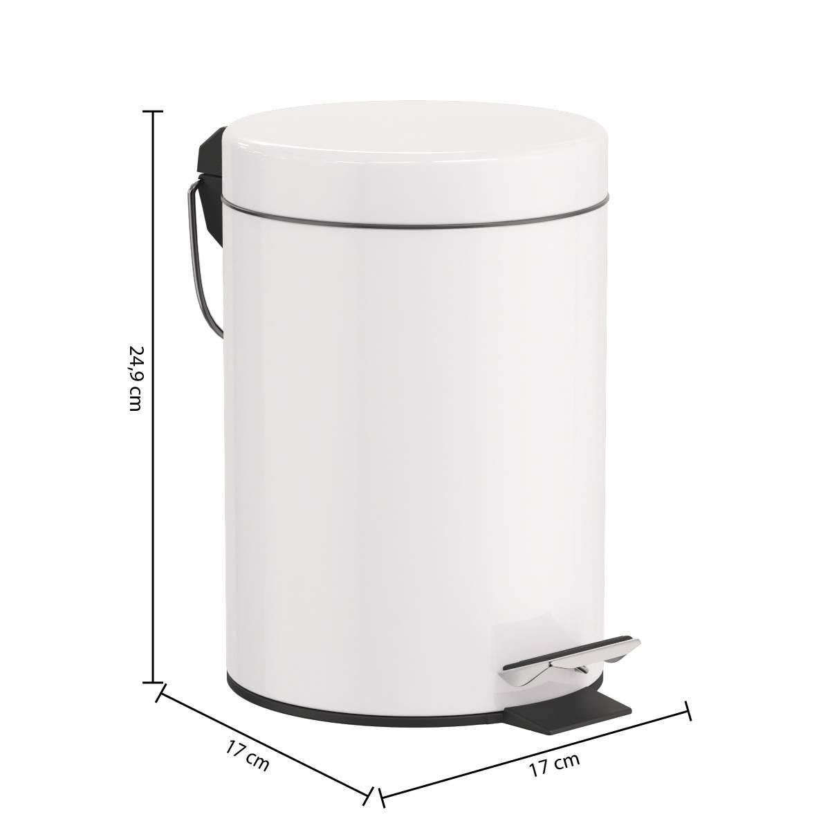 Prullenbak-Colorama-3L-metaal-wit-