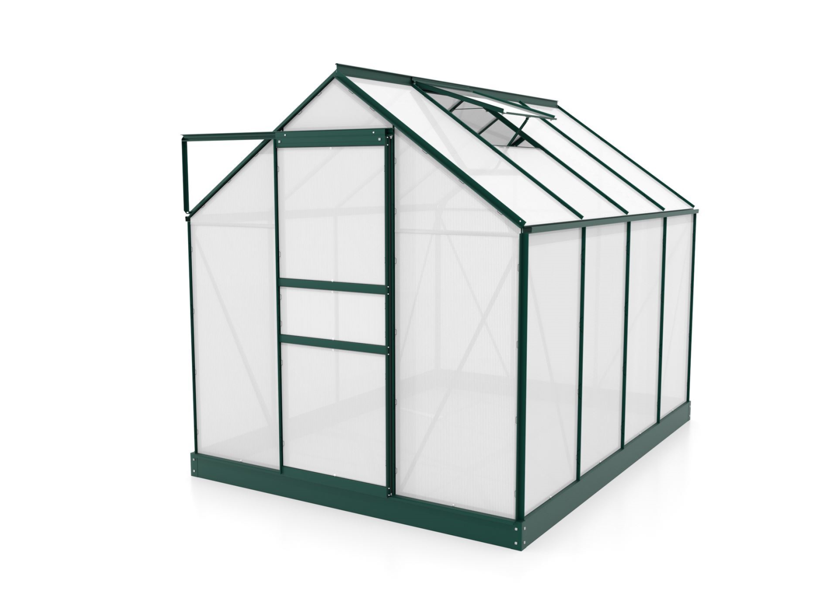 Vitavia Venus greenhouse 5m² with 6mm polycarbonate - Dark green - With single sliding door (B61 cm) and foundation