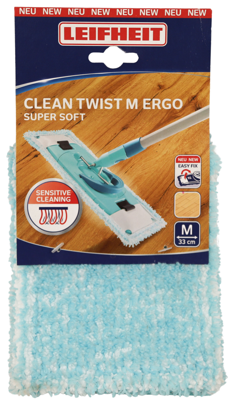 Leifheit Clean Twist M Ergo SuperSoft Refill - 33 cm - Floor Wiper Cover - For Parquet & Laminate - Velcro - Washable