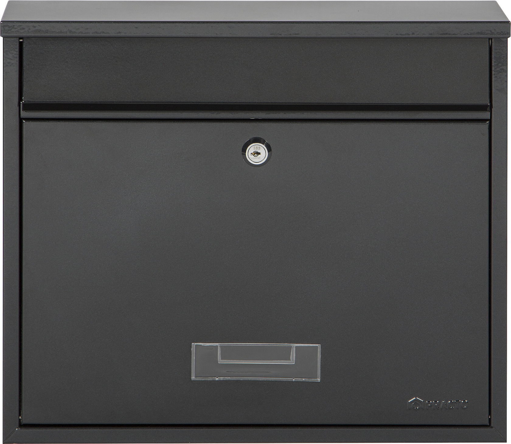 Practo Garden mailbox Oxford - black - in painted steel - 10x36x31cm - RAL 7020 MAT