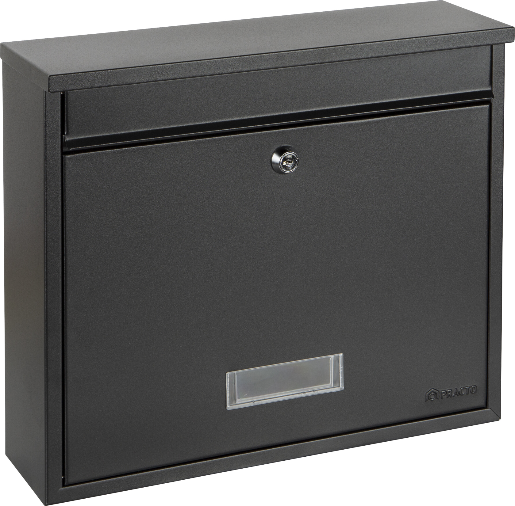 Practo Garden mailbox Oxford - black - in painted steel - 10x36x31cm - RAL 7020 MAT