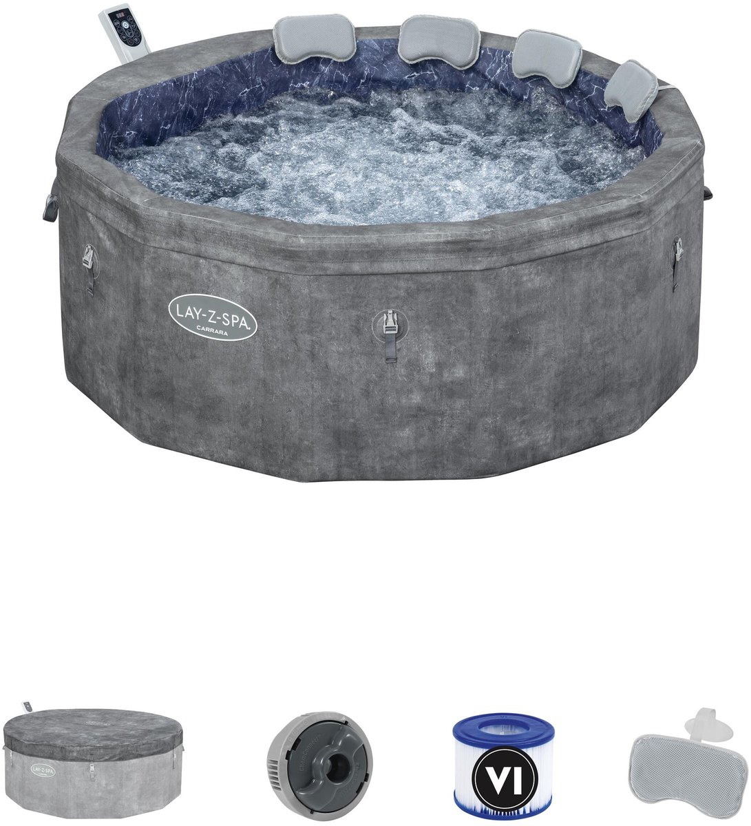 Lay-Z-Spa Carrara Smart AirJet - 4-6 Personen - 140 Jets - Energiezuinig ThermaCore