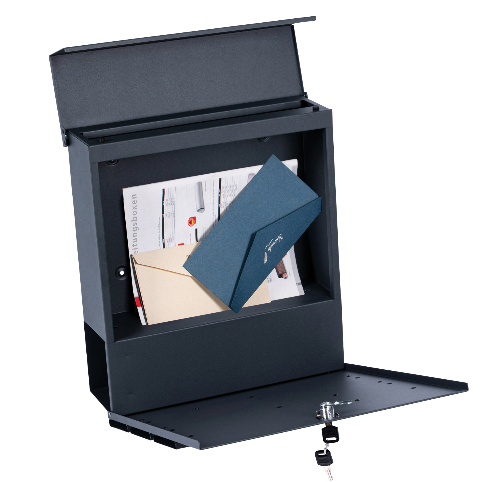 Practo Garden mailbox Bordeaux - matte black - with key lock