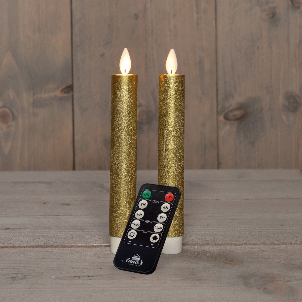 Dinerkaars-H18cm-2stuks-vlameffect-goud