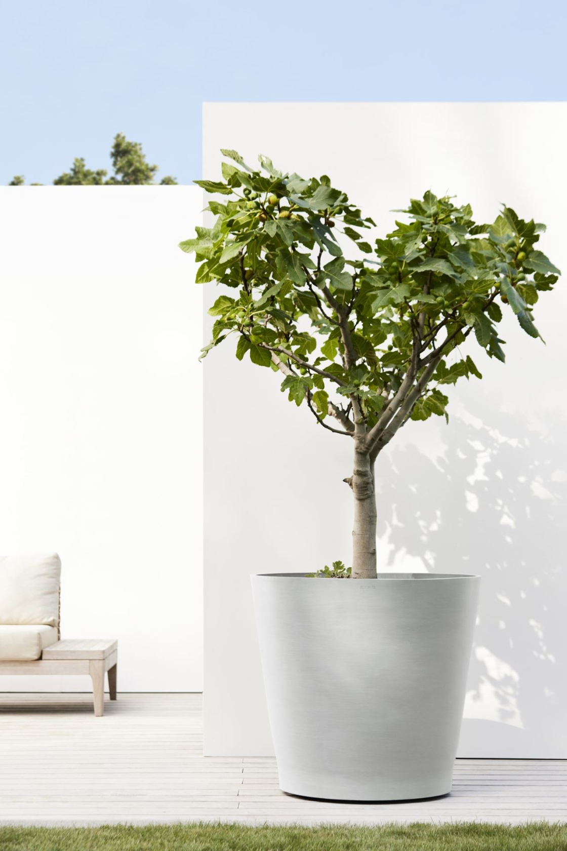 Ecopots flowerpot Amsterdam Wheels 80 - Round - White Grey - Diameter 80 x H74,2 cm