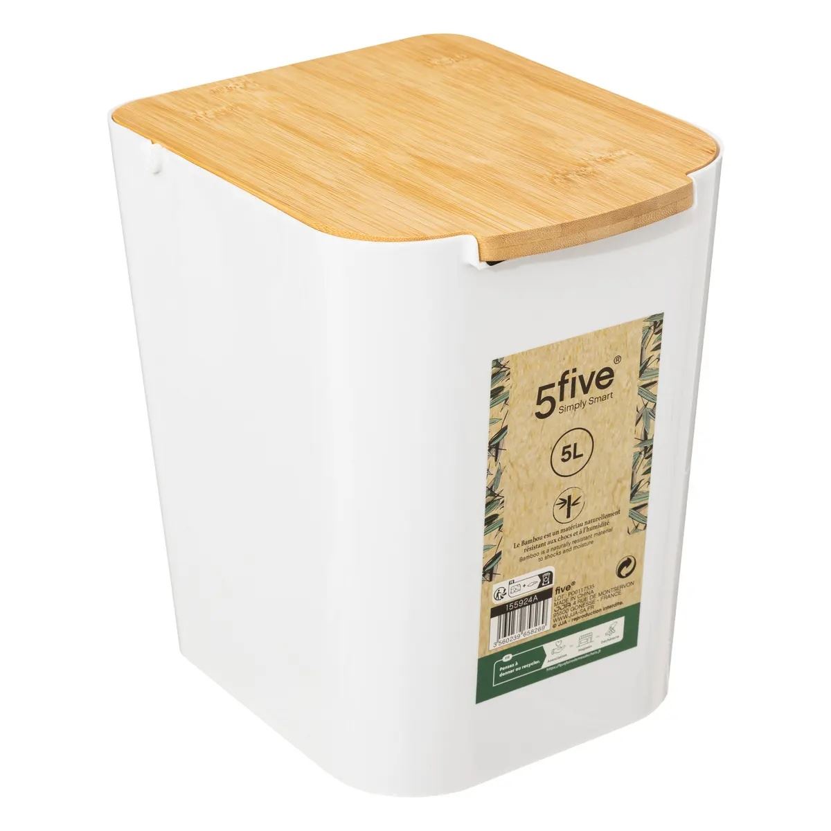 Natureo-prullenbak-wit-5L