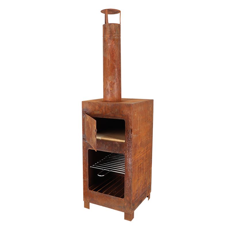 Esschert Design terraskachel + pizzaoven roest - LxBxH: 38,9x39,9x140,5cm Terraskachel-pizzaoven-roest-
