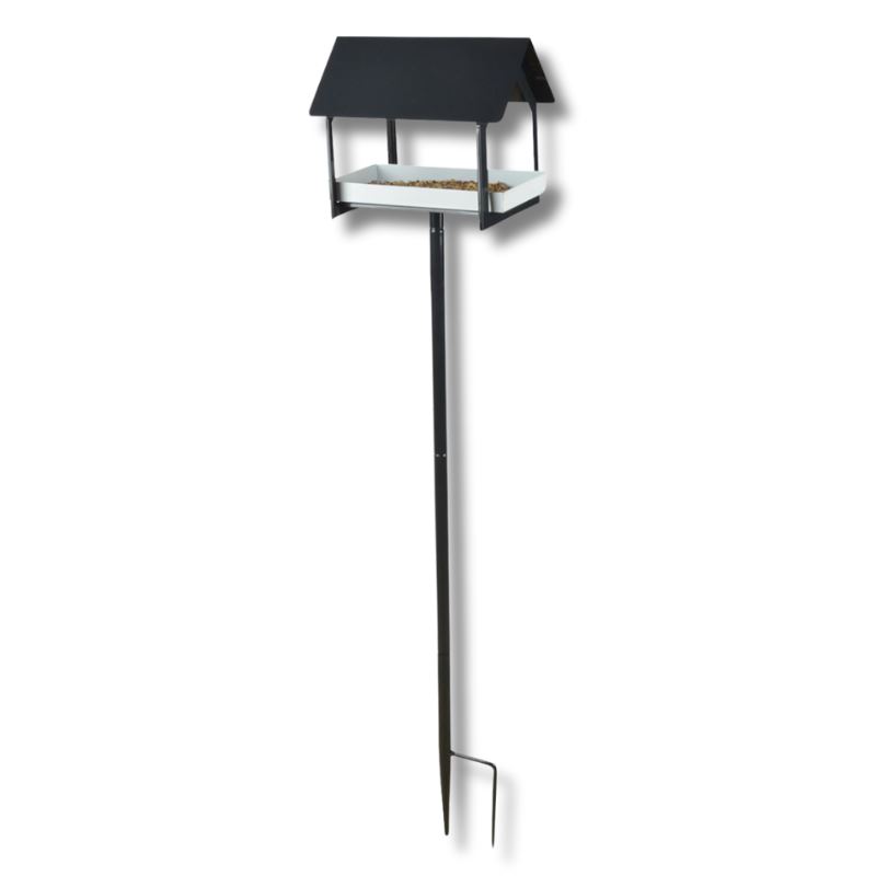 Esschert Design voedertafel op paal - Antraciet / Wit