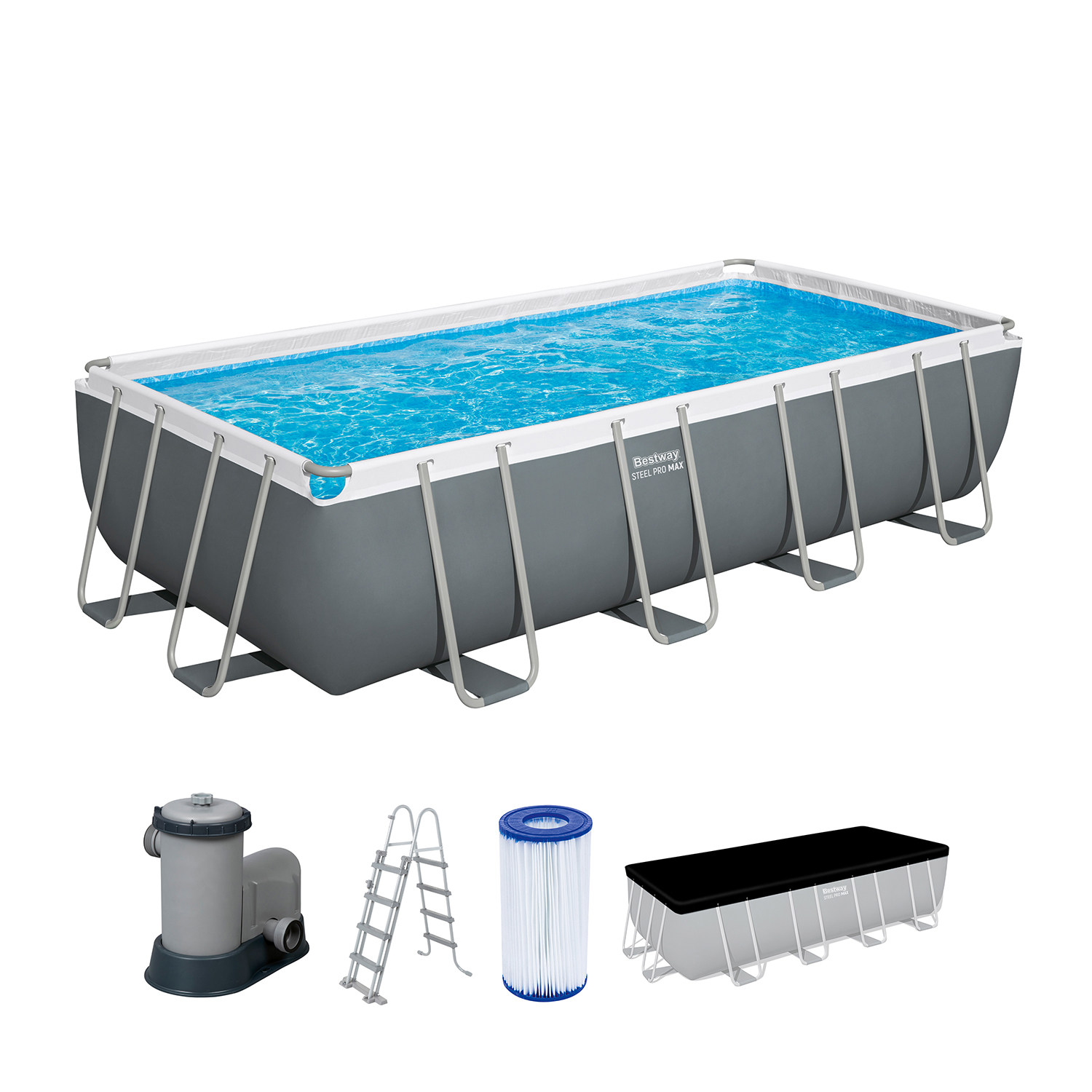 Steel Pro MAX 5.49m x 2.74m x 1.22m Rectangular Pool Set
