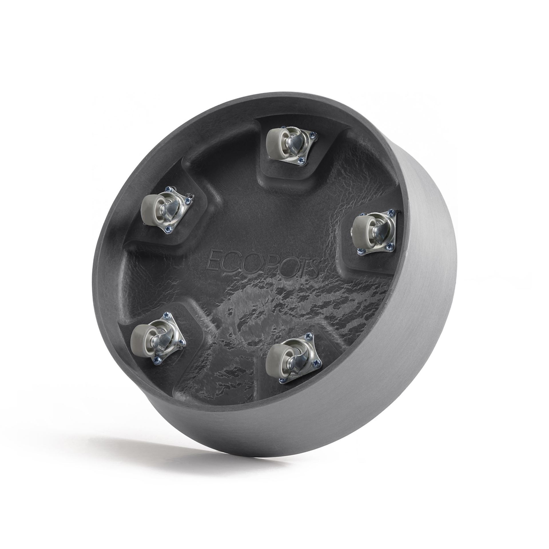 Ecopots-onderschotel-rond-met-wielen-grey-30-cm-H8-cm