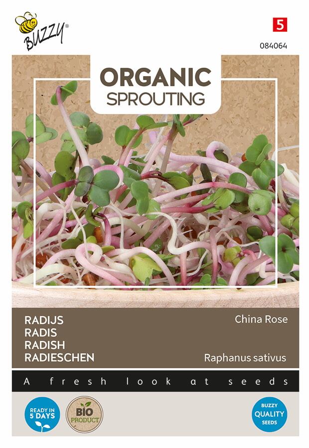 Buzzy Organic Radis à germer 'China Rose' - Légume à germer - Graines de légumes - environ 30 grammes