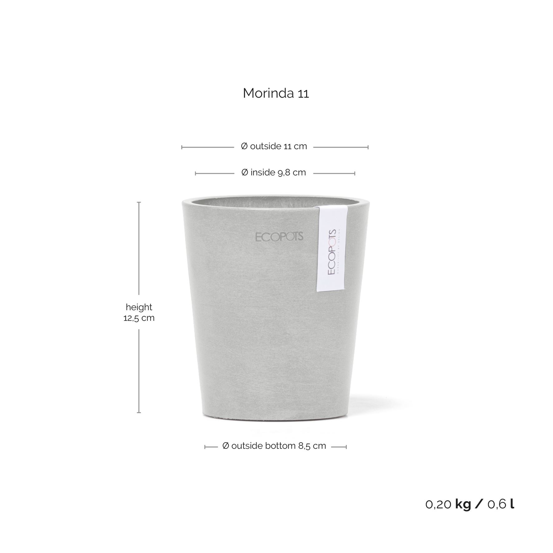 Ecopots-morinda-white-grey-11-cm-H12-5-cm