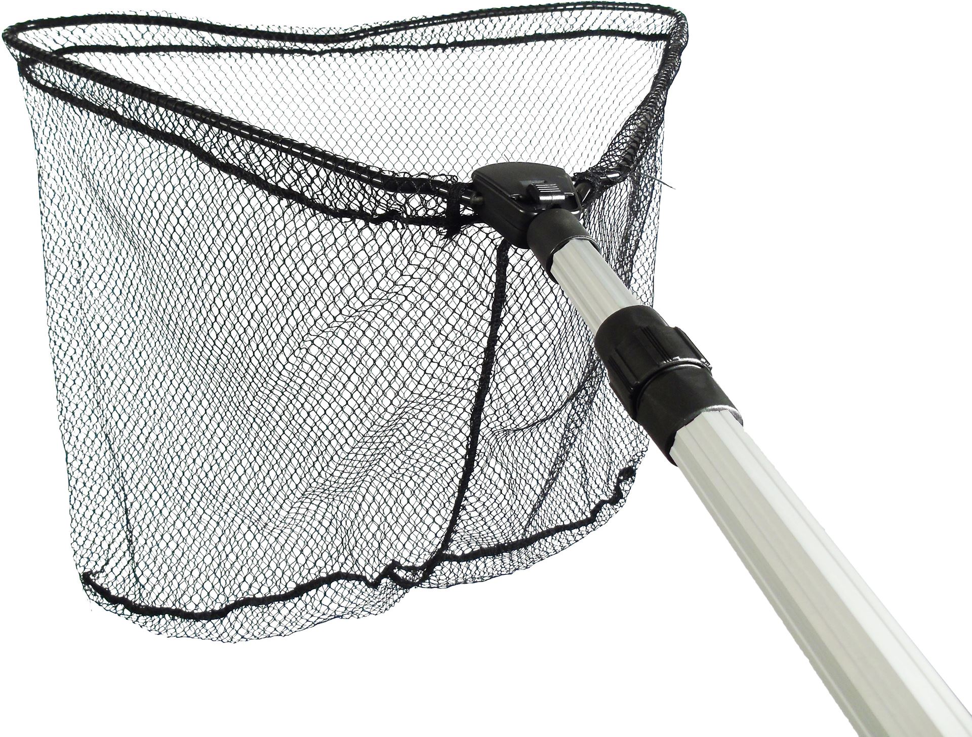 PowerNets-Fish-inklapbaar-driehoekig-58x40-5-cm-grofmazig-6-mm-zwart-telescoop-steel-94-170-cm