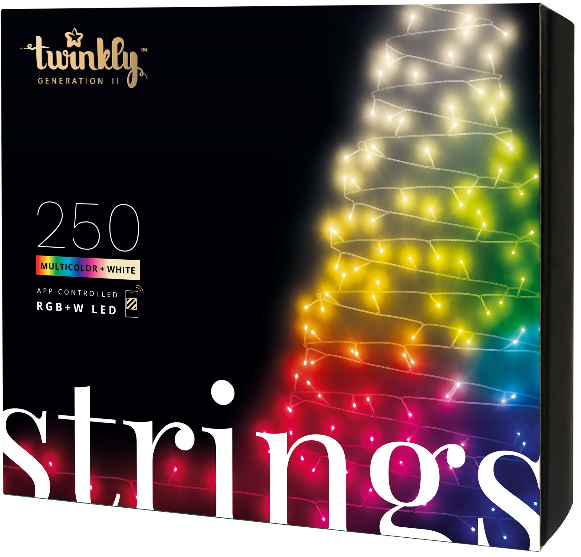 Twinkly - guirlandes lumineuses intelligentes pour sapin de Noël "Special Edition" - 20 m - 250 lumières LED colorées et blanc chaud (RGBW) - avec application mobile, minuterie et gradateur