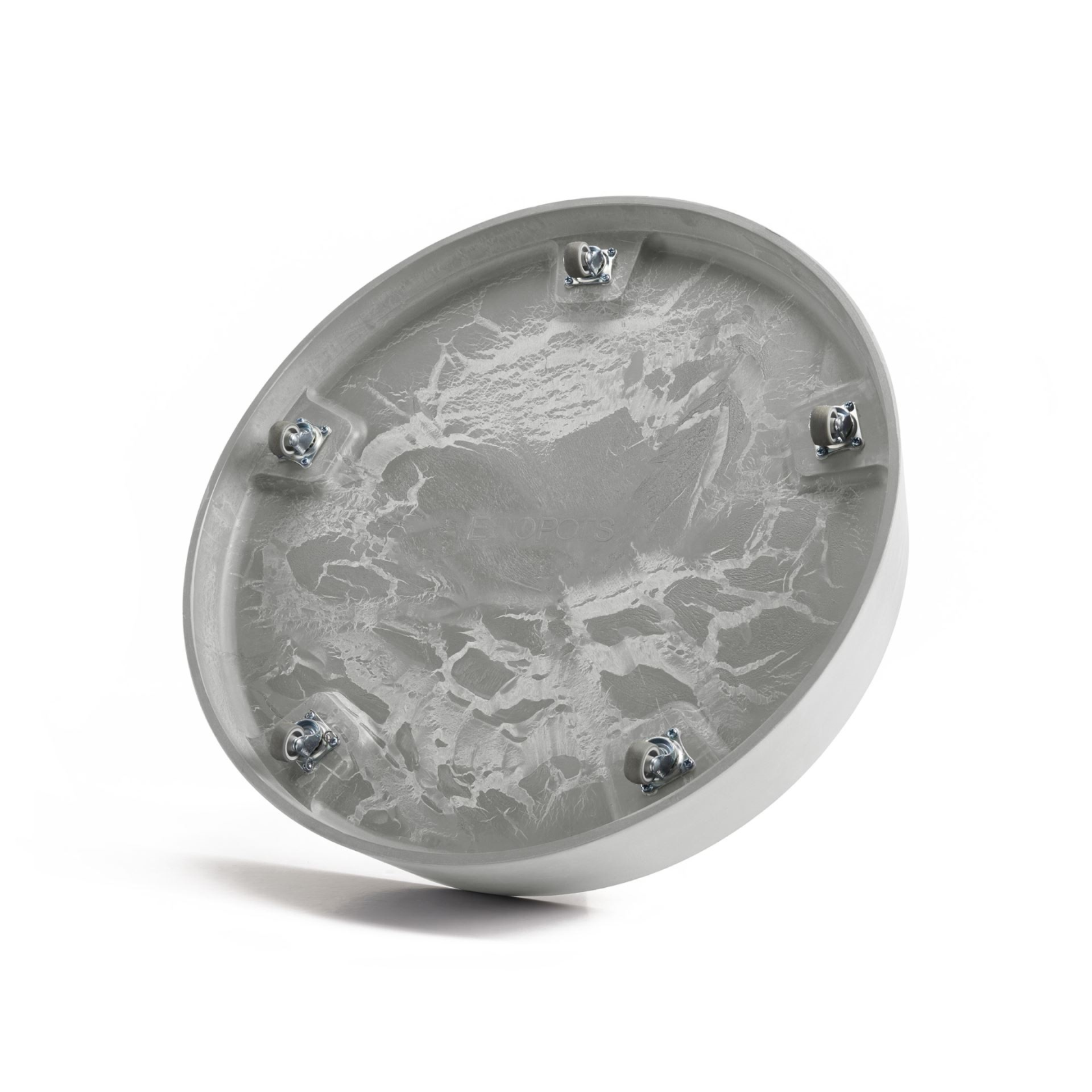 Ecopots soucoupe à roulettes Oslo - Rond - Blanc Gris - Diamètre 50 x H10,5 cm