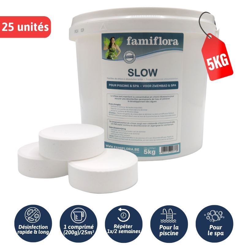 Famiflora Slow - langwerkend chloor 5kg - grote tabletten 200gr