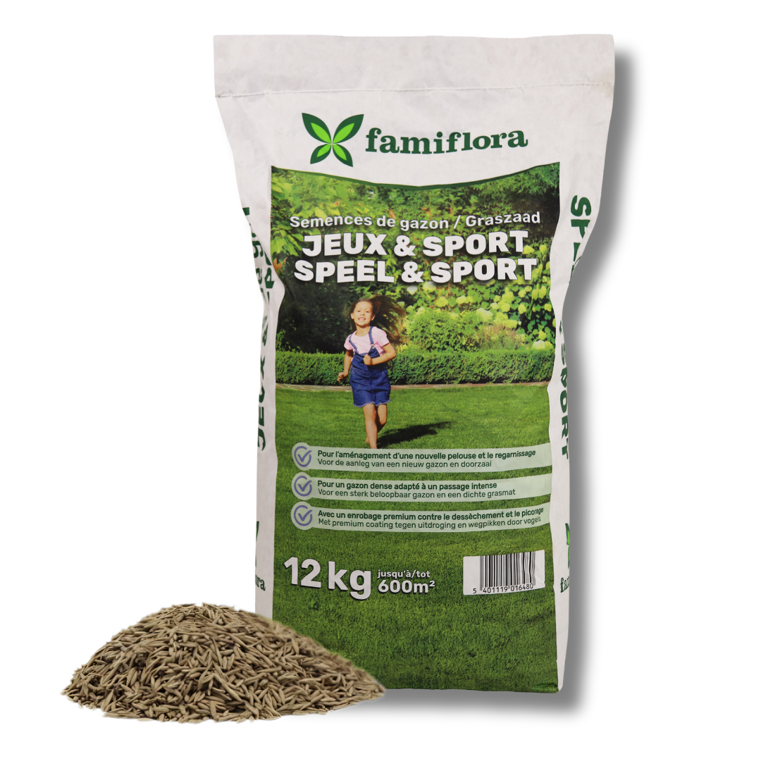 Famiflora graszaad 12kg tot 600m² - Speel & Sport - voor aanleg nieuw gazon