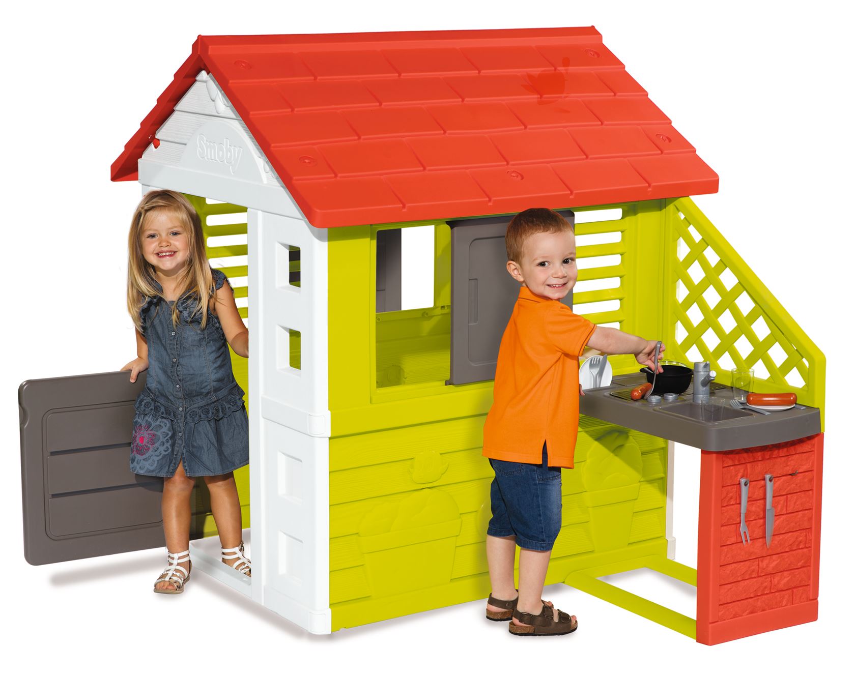 Maison de jeux Smoby Nature avec cuisine extérieure - parfaite pour le(s) petit(s) prince(s) de la cuisine !