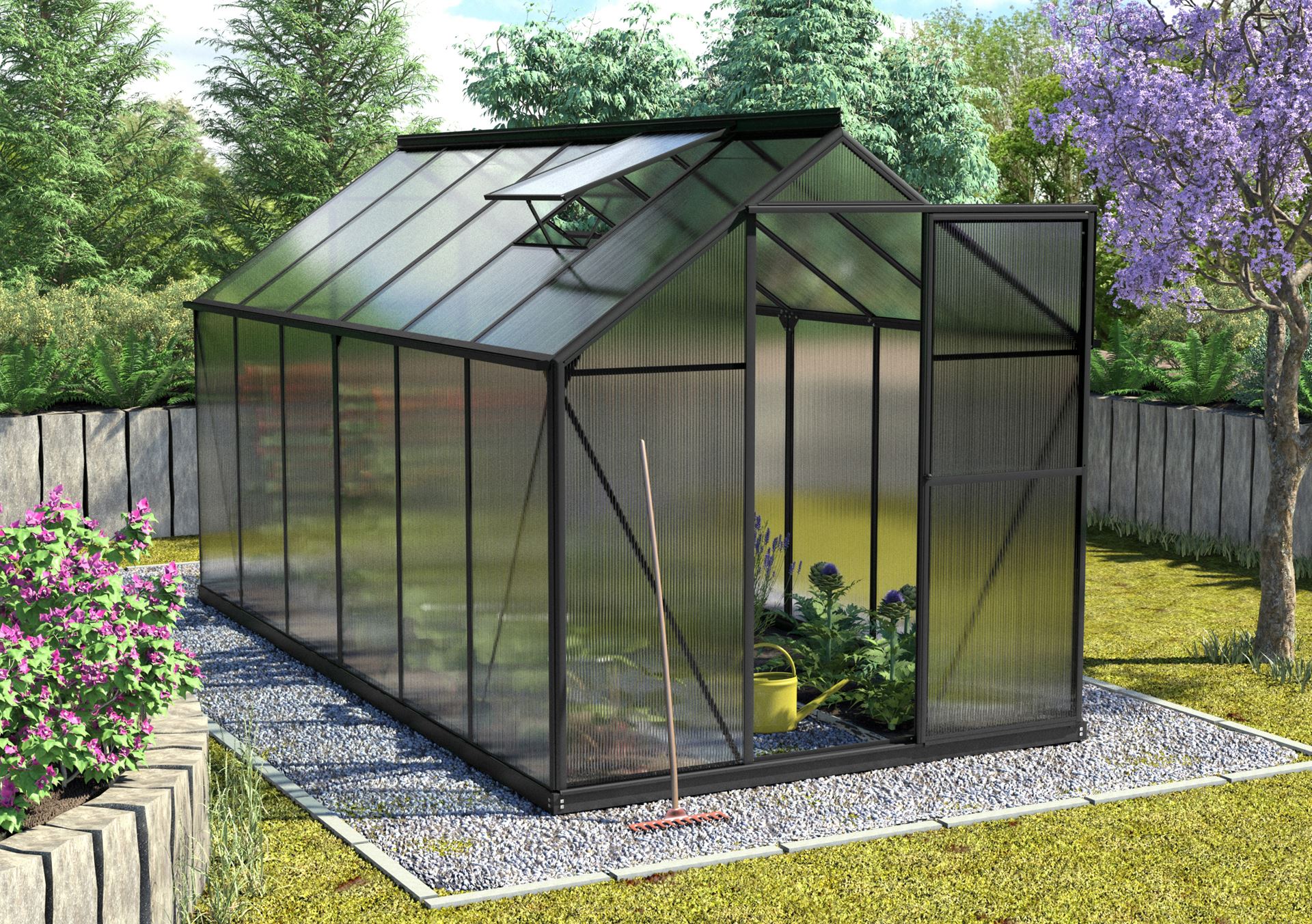Triton-7500-HKP-6mm-zwart-Polycarbonaat-serre-Vrijstaand-B190-4-x-L376-5-x-H208-cm