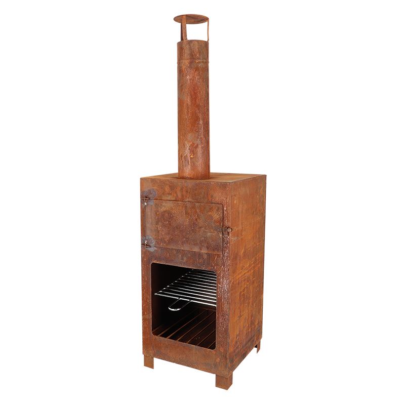 Esschert Design terraskachel + pizzaoven roest - LxBxH: 38,9x39,9x140,5cm Terraskachel-pizzaoven-roest-