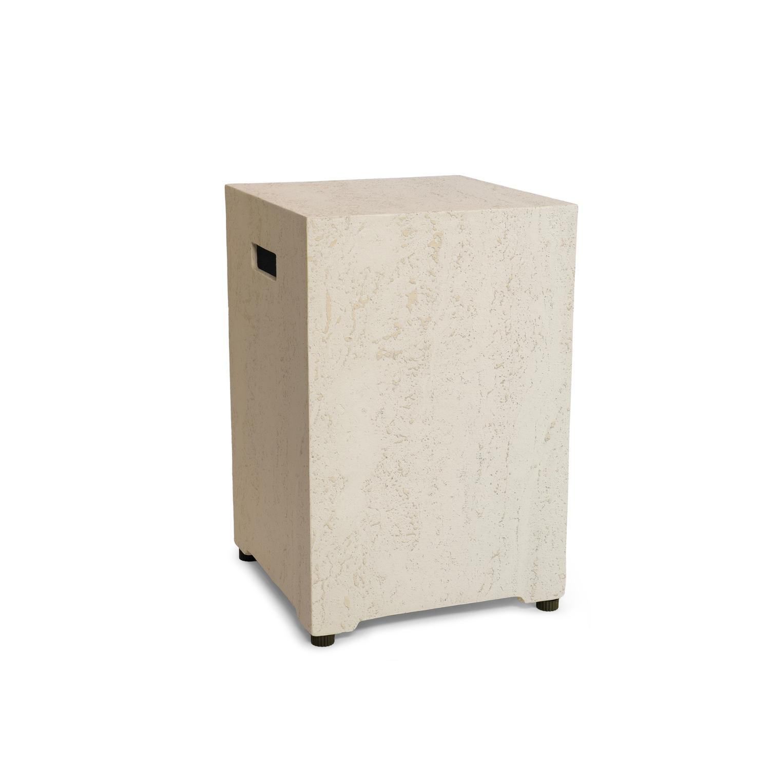 Happy Cocooning Enclosure Square Side Table - Travertine - 40 x 40 x 55 cm - Composite