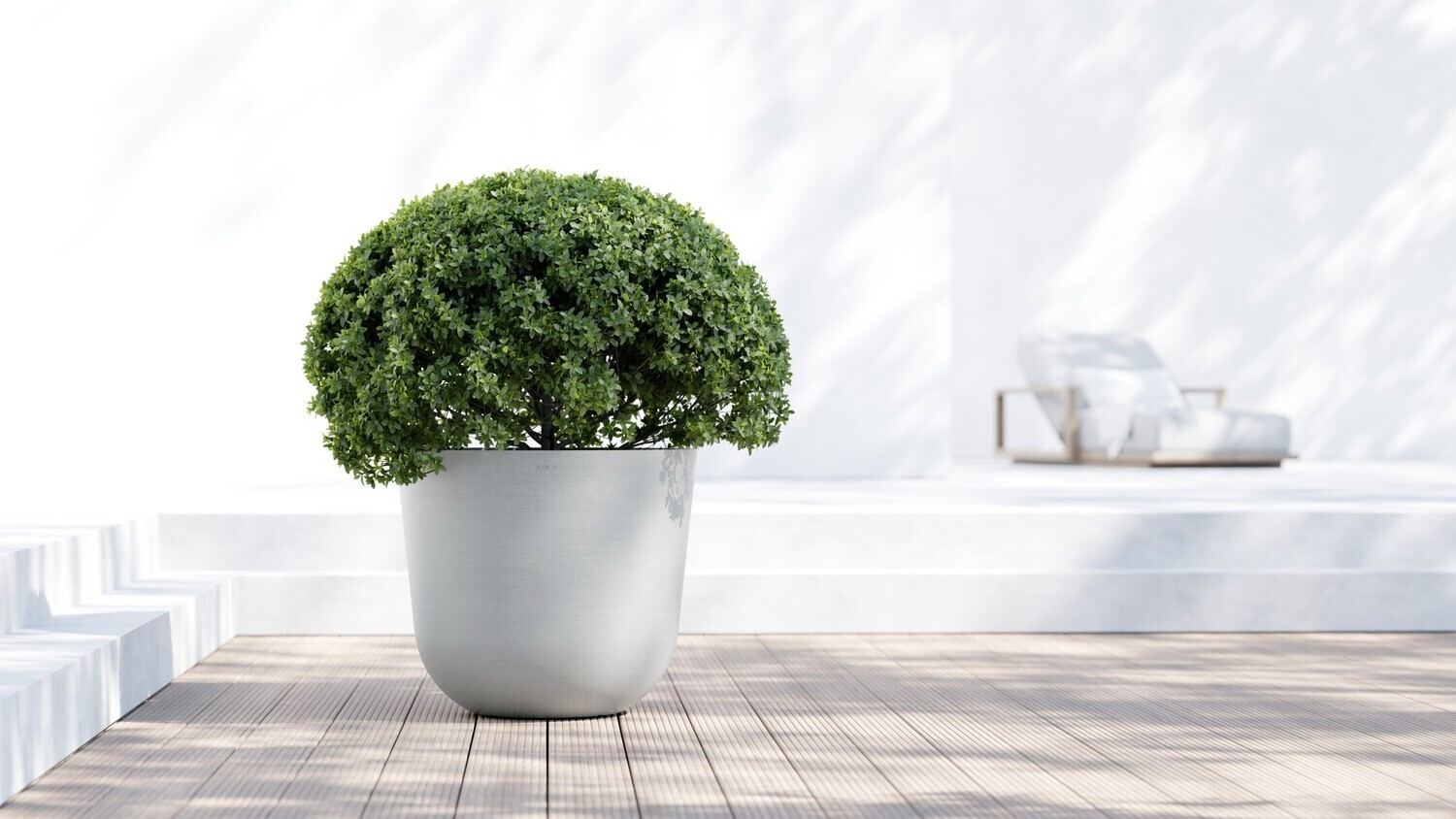 Ecopots flowerpot Oslo 75 - Round - White Grey - Ø75 x H65 cm